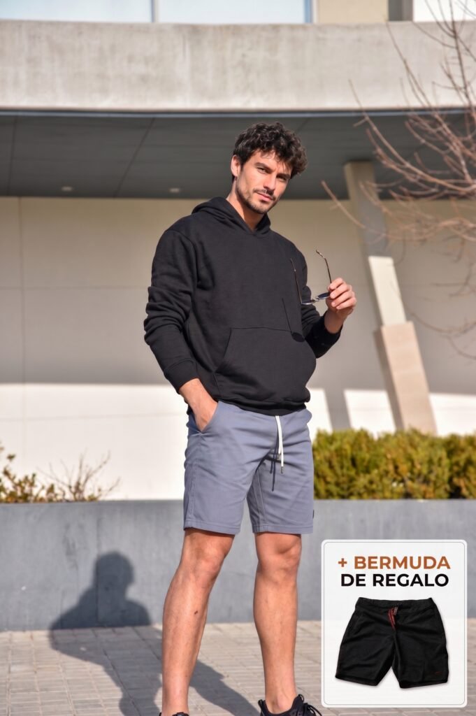 Buzo Regular Fit Frizado BLACK + BERMUDA GRATIS