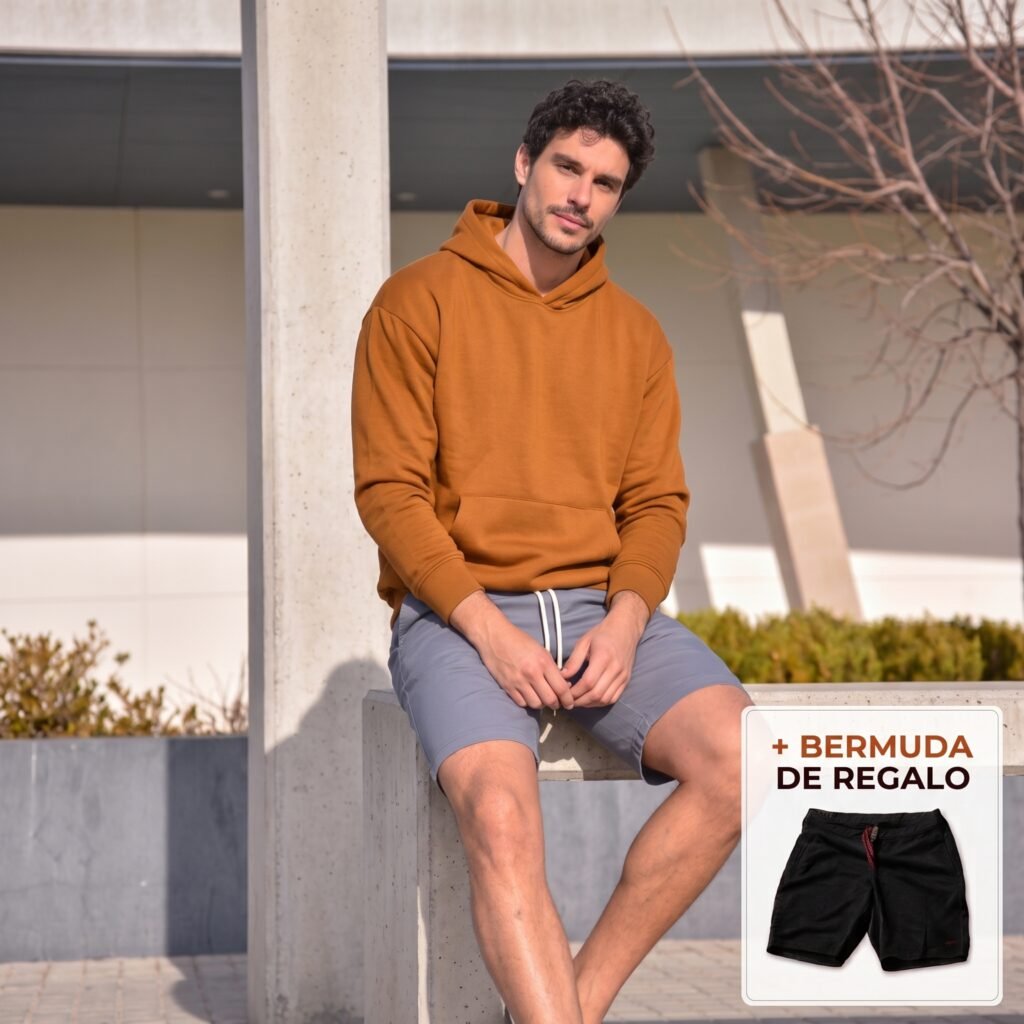 Buzo Regular Fit Frizado BROWN + BERMUDA GRATIS