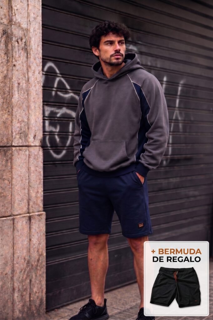 Buzo Sport GREY & BLUE  + BERMUDA GRATIS